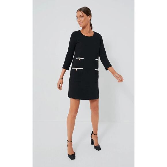 Tuckernuck Dresses & Skirts - Tuckernuck Francois Black Mod Shift Dress Luxury Pockets 3/4 Sleeve Chic